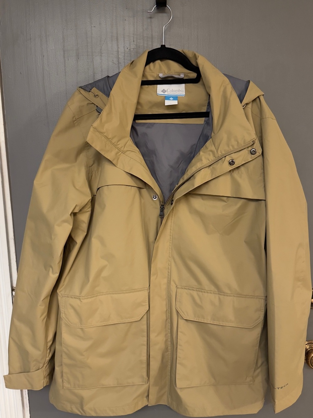 Columbia Men's Khaki/Tan Waterproof Hooded Raincoat